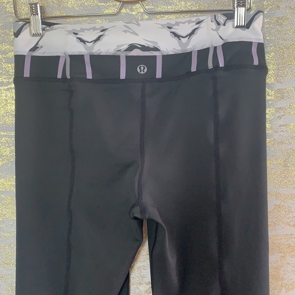 LULULEMON Athletica Black/White Wunder Under Pant Size 8 - Picture 6 of 14